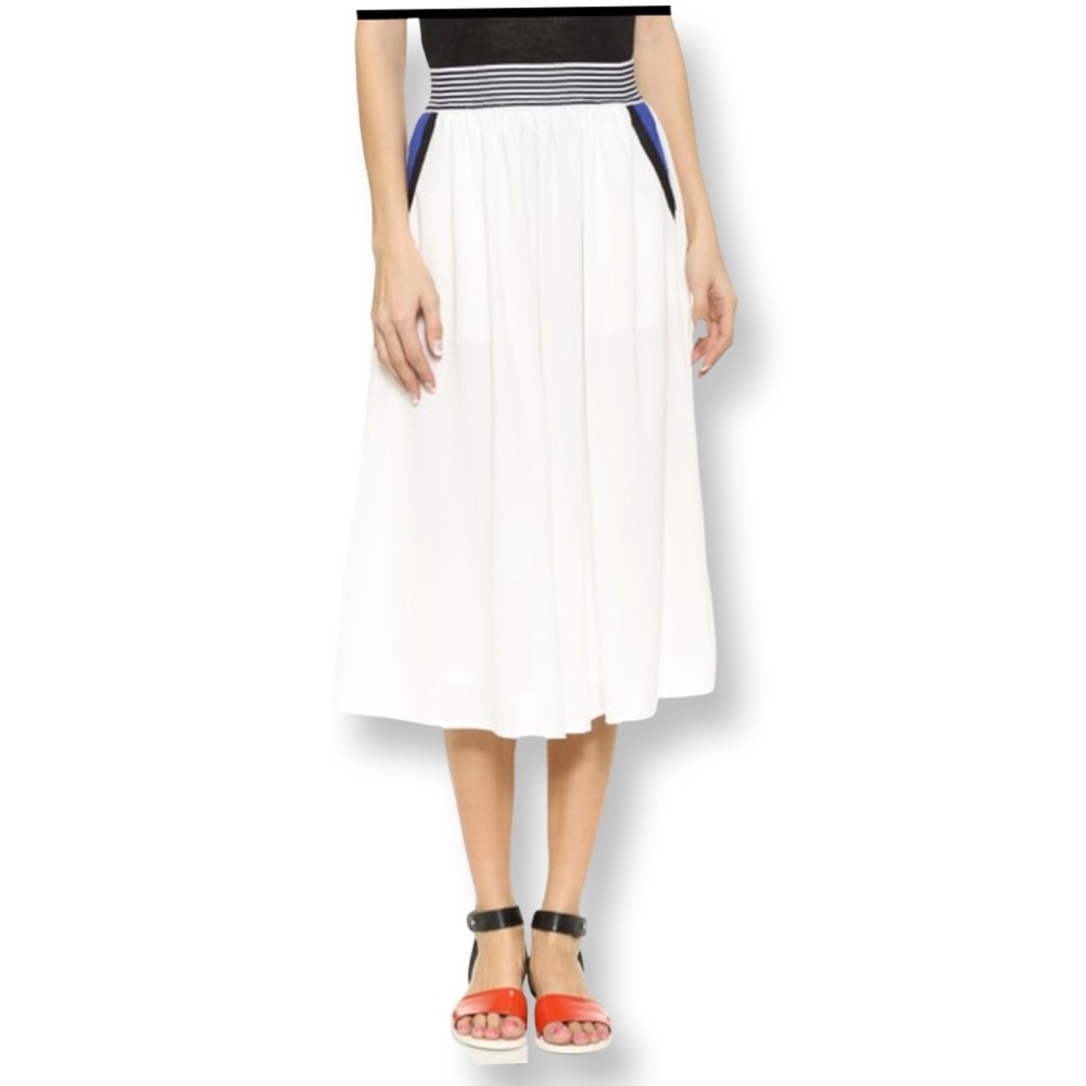 J.O.A Band Stripe Midi Skirt